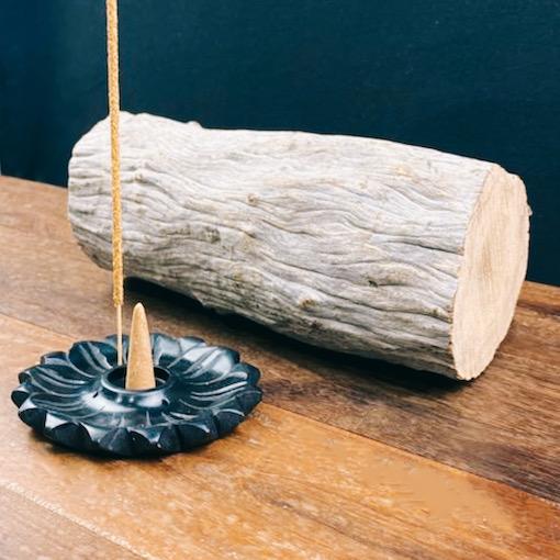 Black Lotus Soapstone Incense/Cone Burner 